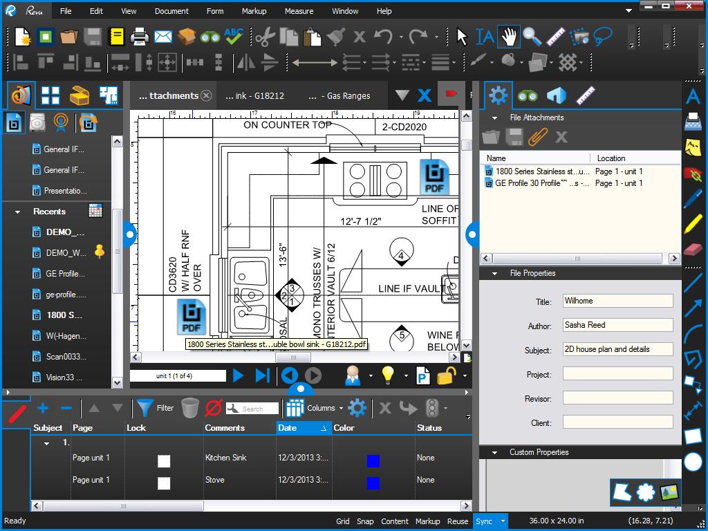 PDFs embedded on Home Plans using Bluebeam Revu