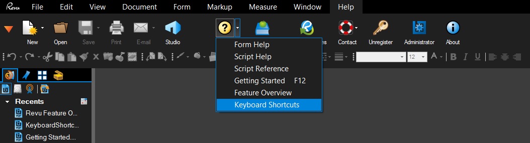 Bluebeam Revu Shortcuts