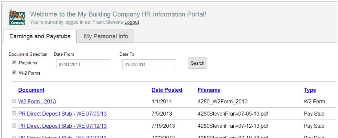 Paystubs and Earnings on an Employee Portal