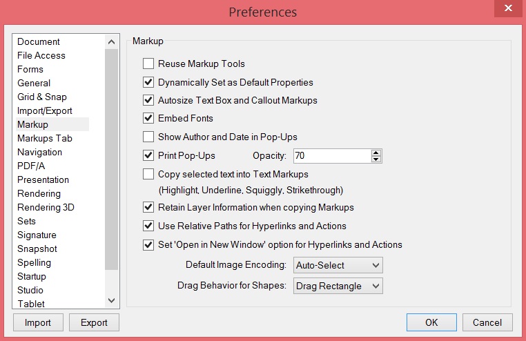 Bluebeam Revu Preferences to AUtosize Callouts and Text Box Markups