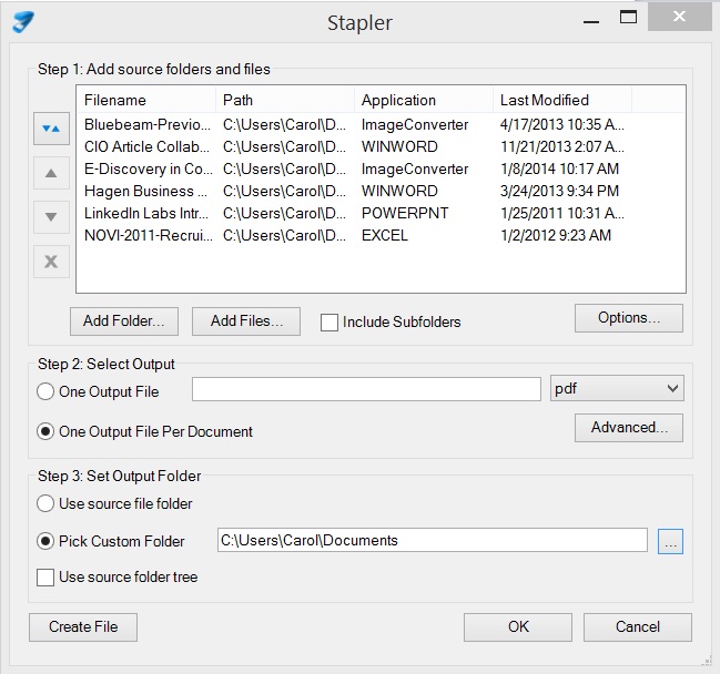 Stapler shows what Application it will use to recognize each file type