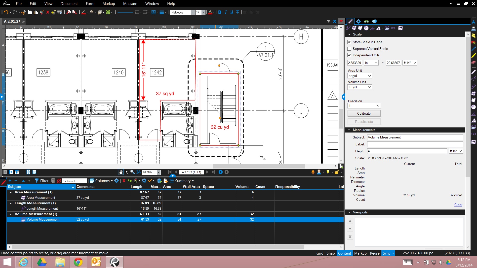 Bluebeam Measurements add independent units function