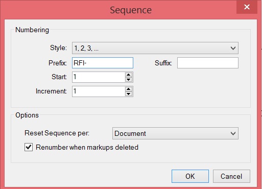 RFI Prefix for an autosequencing RFI text box