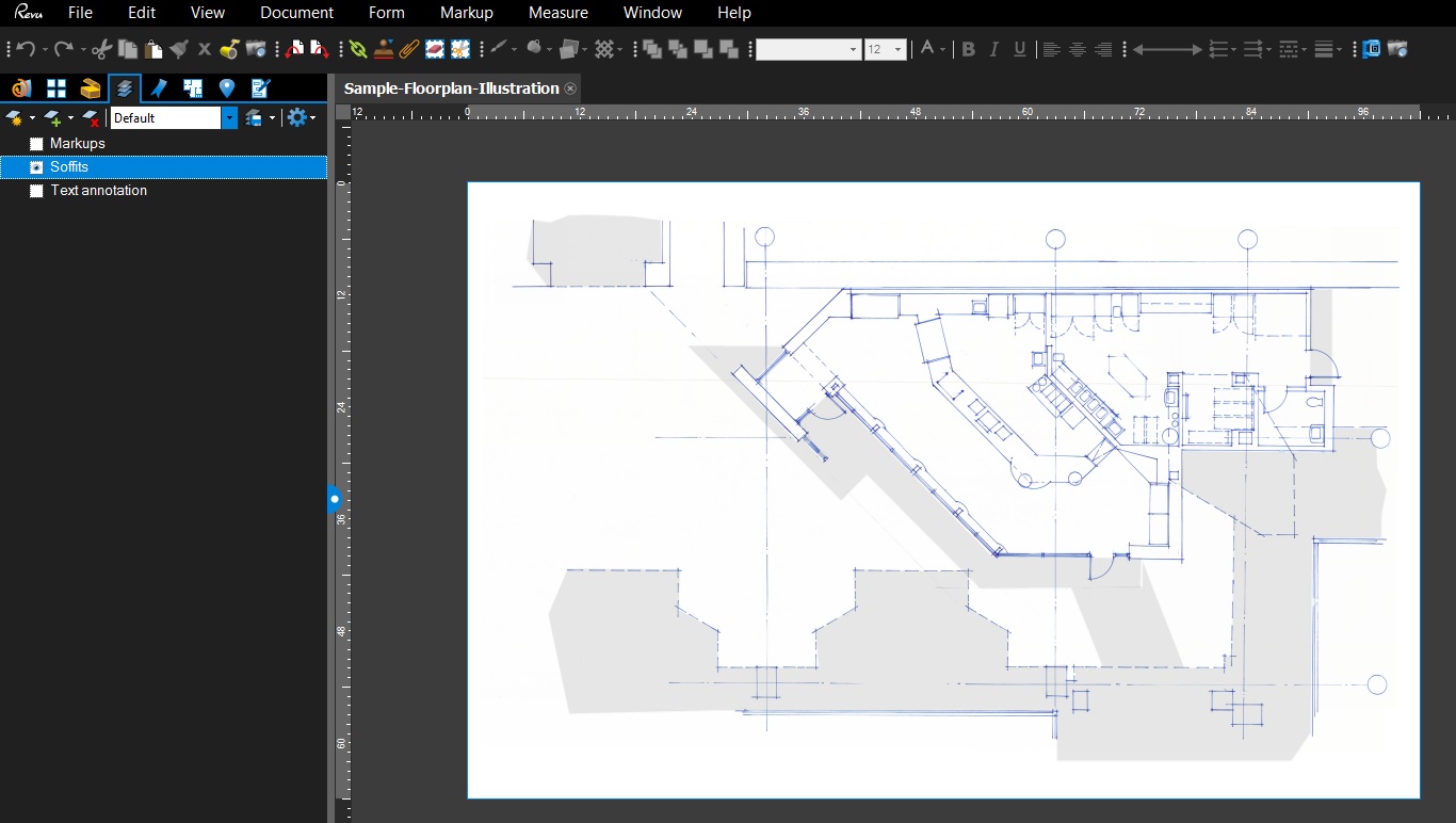 Adding the soffits layer to the sketch in Bluebeam