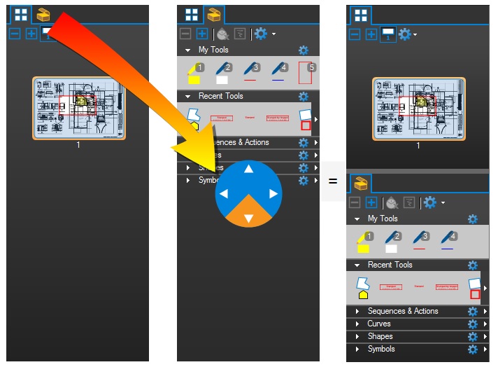 Place the Tool Chest Tab below the Tumbnails Tab in the Panel