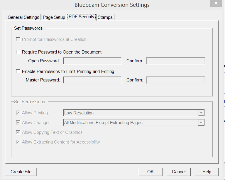 How to change security permissions in Bluebeam converted email