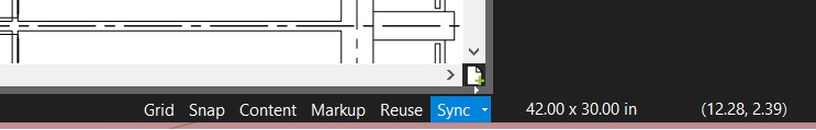 Status Bar in Revu has Reuse, Snap, Sync, etc