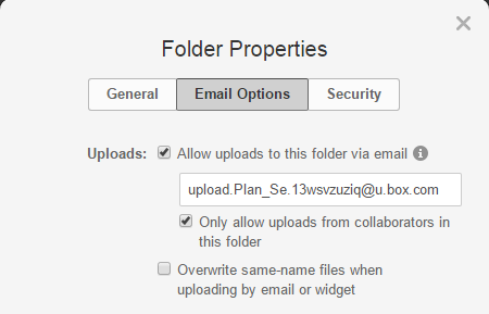 Enable email to a Folder in Box