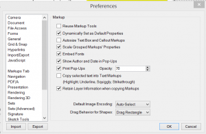 Bluebeam Revu Markup Preferences