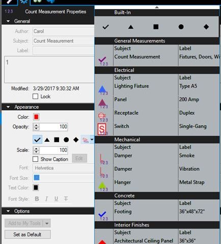 Custom Count Markup Tools in Bluebeam Revu 2017