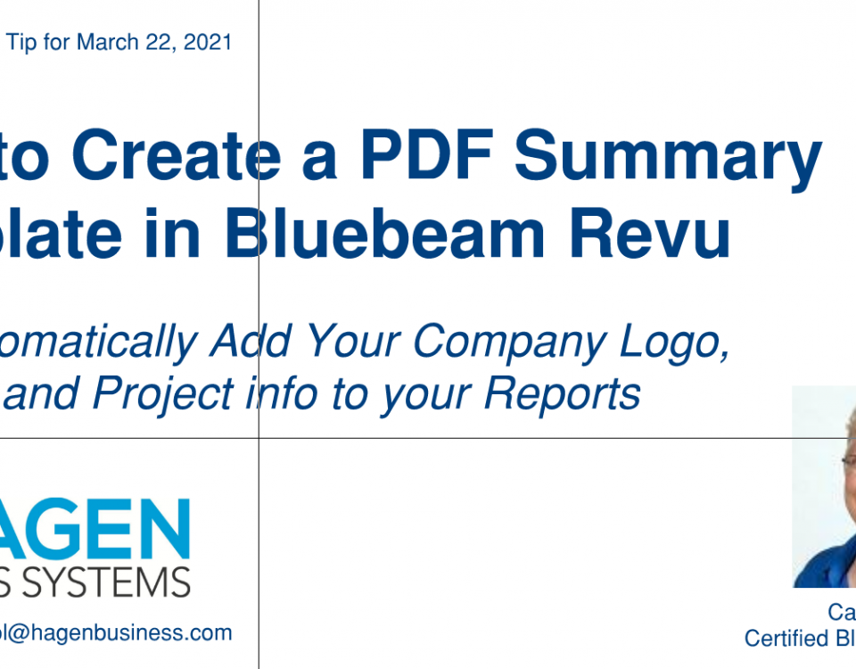 How to create a PDF Summary Template in Bluebeam